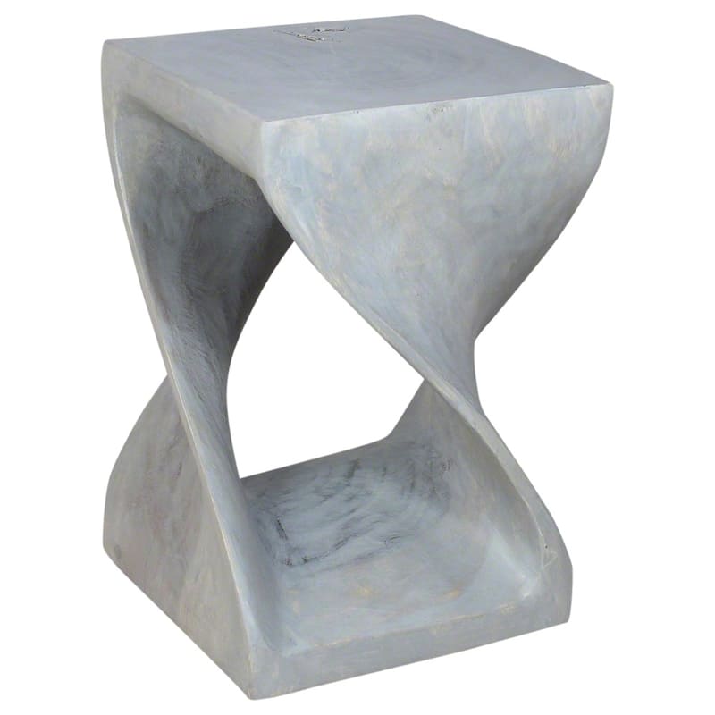 Haussmann® Original Wood Twist Stool 12 X 12 X 18 In High Grey Oil - 12" x 12" x 18"