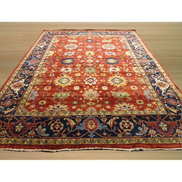 Hand-knotted Wool Rust Traditional Oriental Super Mahal Design Area Rug