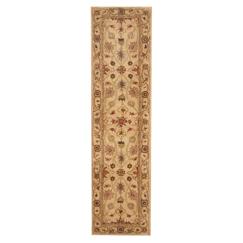 Handmade Mahal Wool Runner (India) - 2' x 8'