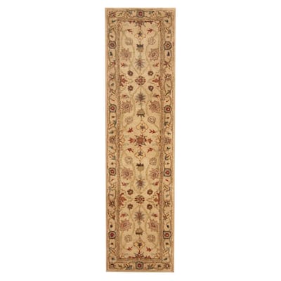 Handmade Mahal Wool Runner (India) - 2' x 8'