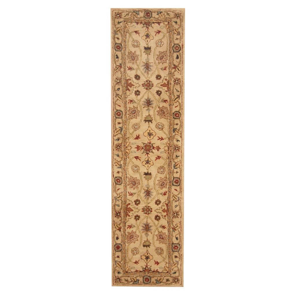 Handmade Mahal Wool Runner (India) - 2' x 8'