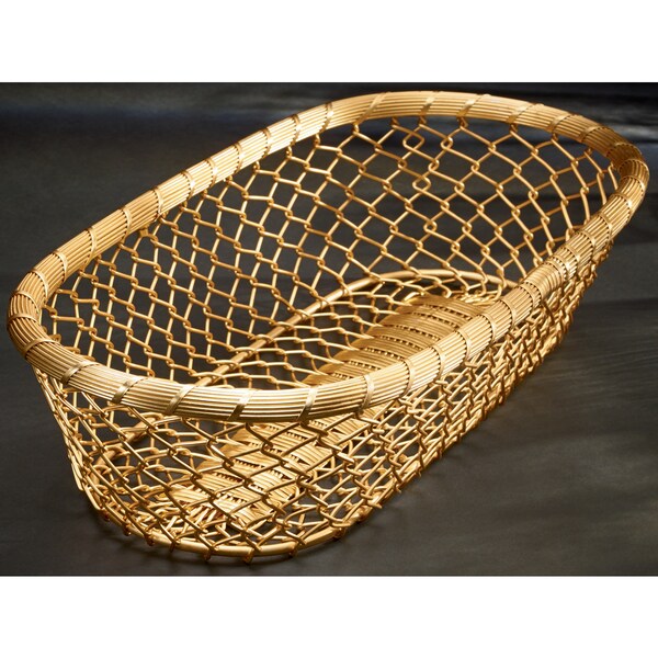 KINDWER Gilded Chain-Link Metal Bread Basket 17 