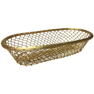 Chain-Link Metal Wire Decorative Centerpiece Storage Bread Basket Silver 17" 