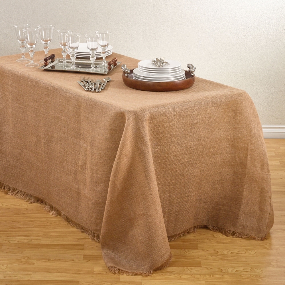 Fringed Burlap Design Tablecloths.