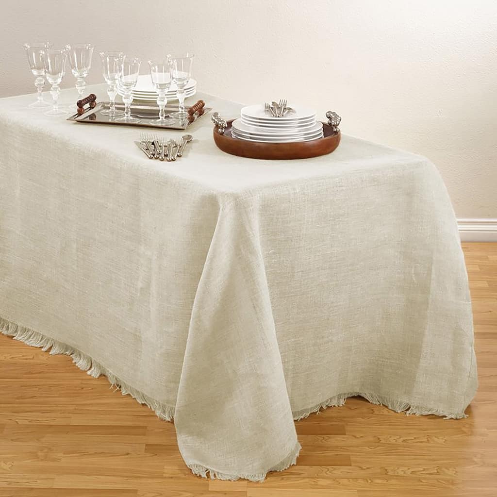 Fringed Burlap Design Tablecloths.