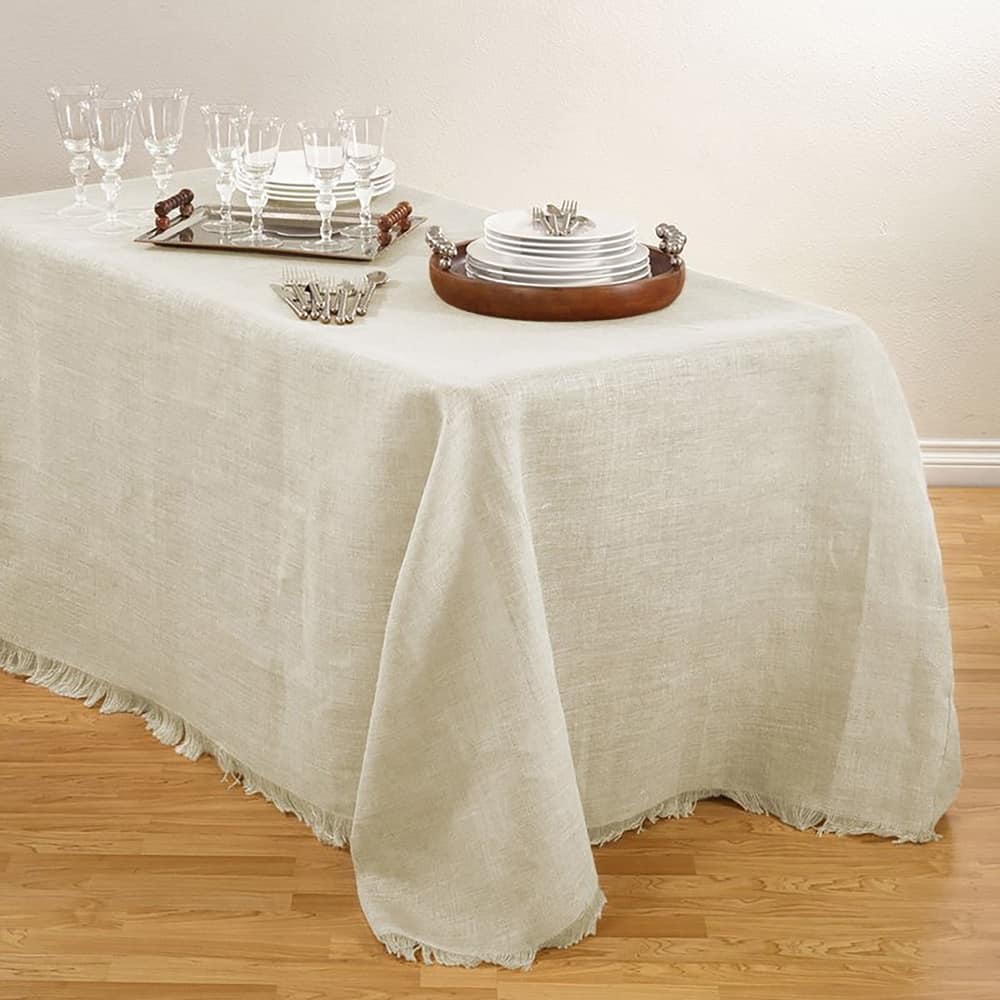 Fringed Burlap Design Tablecloths.