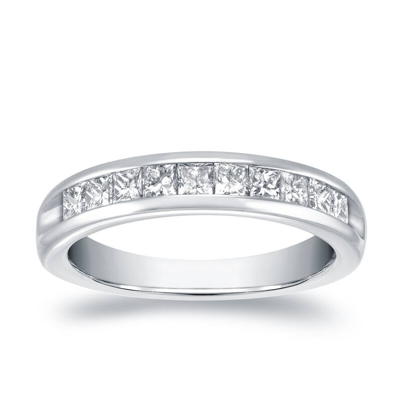 Auriya 18k Gold 3/4ctw Channel-set Princess Diamond Wedding Band