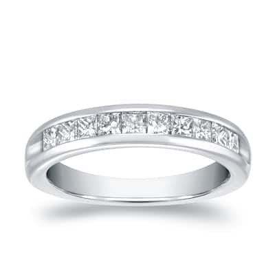 Auriya 18k Gold 3/4ctw Channel-set Princess Diamond Wedding Band