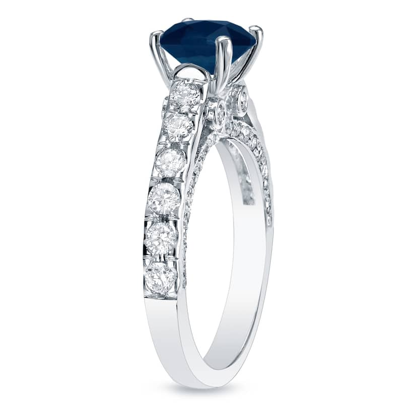 Auriya 14k Gold 1ct Modern Blue Sapphire and Diamond Engagement Ring 3/4ctw