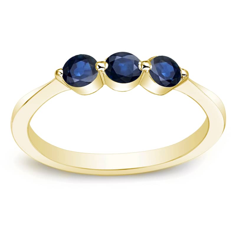 Auriya 10k Gold 3/4ct Sapphire 3-stone Wedding Band - 4 - Yellow
