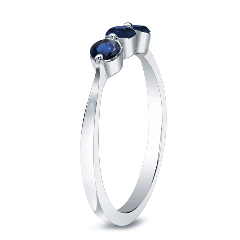 Auriya 10k Gold 3/4ct Sapphire 3-stone Wedding Band