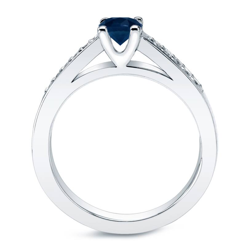 Auriya 14k Gold Round 2/5ct Sapphire and Accent Diamond Engagement Ring Set
