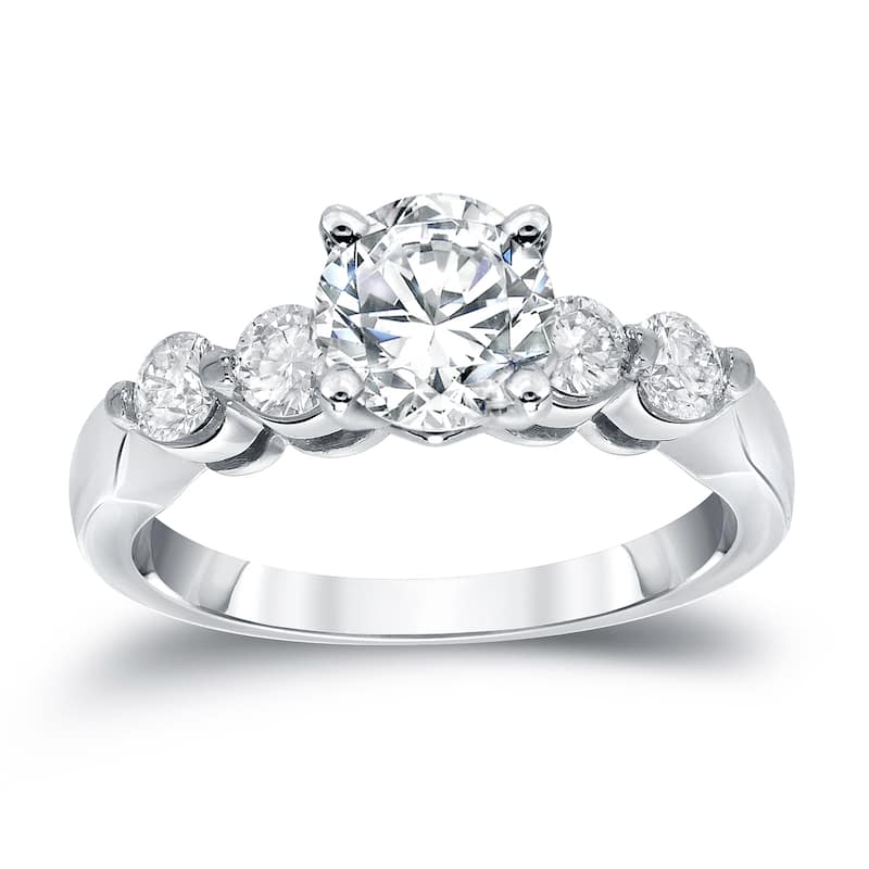 Auriya Classic 1ct TDW Round 5-Stone Diamond Engagement Ring 14k White Gold