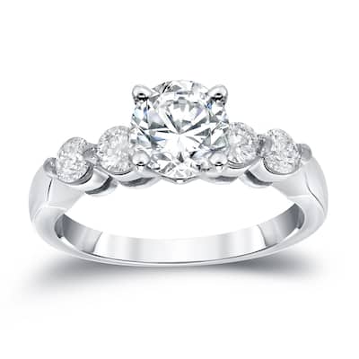 Auriya Classic 1ct TDW Round 5-Stone Diamond Engagement Ring 14k White Gold