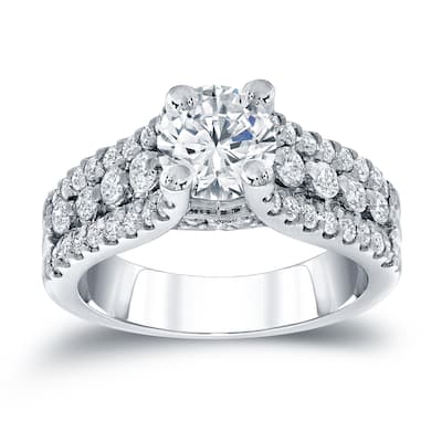 Auriya 14k Gold Modern 1 1/2ctw Round Diamond Engagement Ring