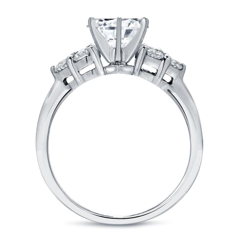Auriya 1 1/2ct TDW Round Diamond Engagement Ring 14k White Gold Certified