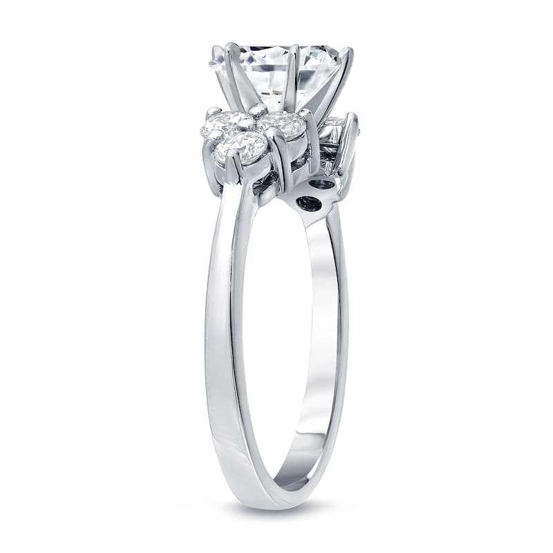 Auriya 1 1/2ct TDW Round Diamond Engagement Ring 14k White Gold Certified