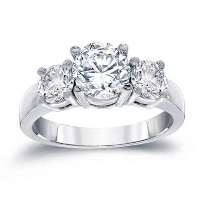 Auriya 14k Gold 2ctw Classic 3-Stone Diamond Engagement Ring Certified