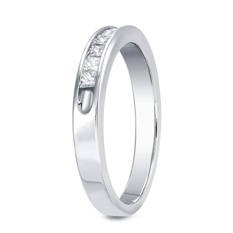 Auriya 18k Gold 1/3ctw Channel-set Princess Diamond Wedding Band