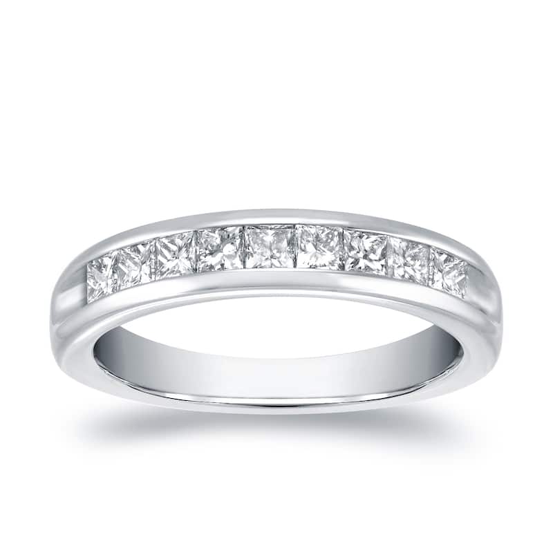 Auriya 1/2ctw Princess-Cut Channel Diamond Wedding Band 18k White Gold
