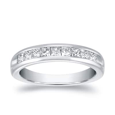 Auriya 1/2ctw Princess-Cut Channel Diamond Wedding Band 18k White Gold