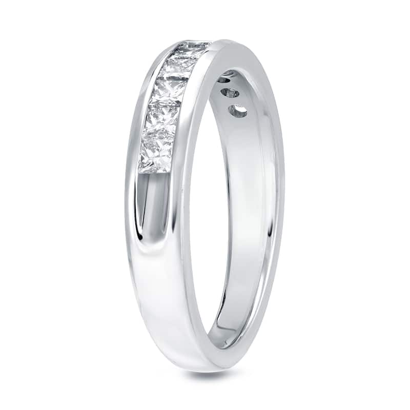 Auriya 1/2ctw Princess-Cut Channel Diamond Wedding Band 18k White Gold