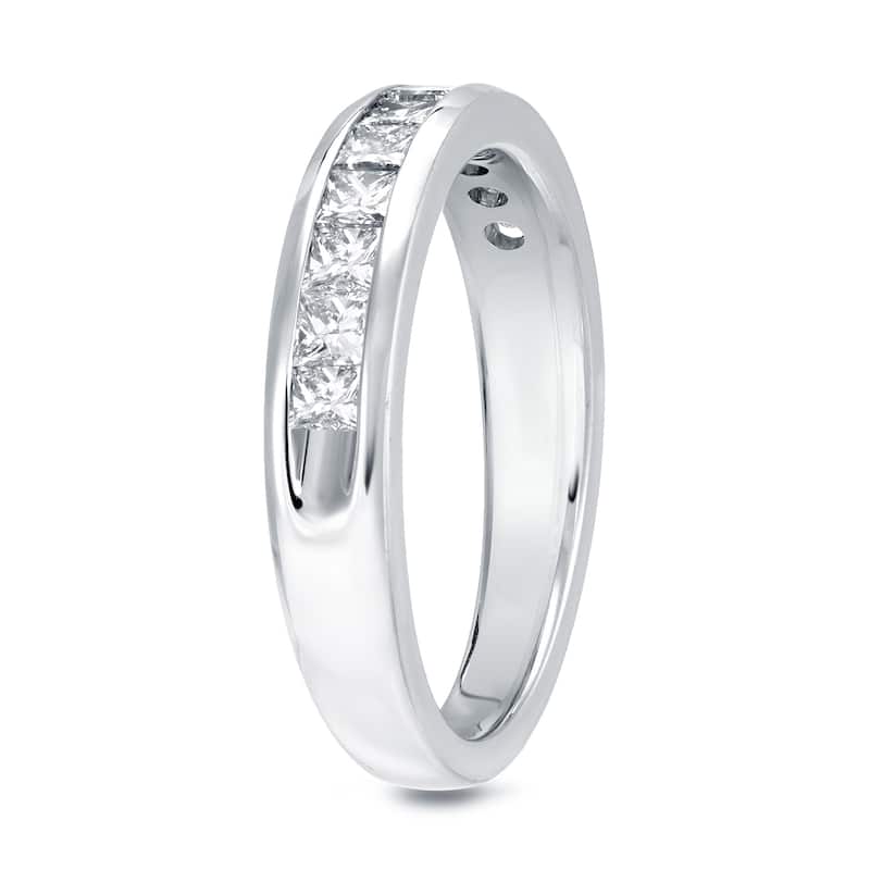 Auriya 3/4ct TDW Princess-Cut Channel Diamond Wedding Band 18k White Gold