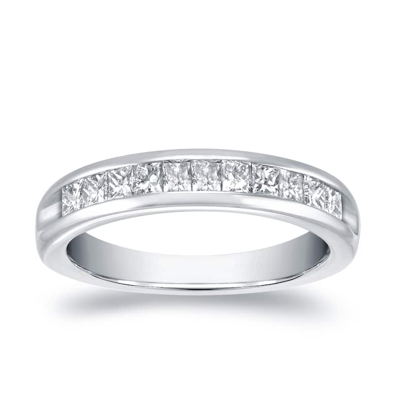 Auriya 3/4ct TDW Princess-Cut Channel Diamond Wedding Band 18k White Gold