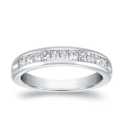 Auriya 3/4ct TDW Princess-Cut Channel Diamond Wedding Band 18k White Gold