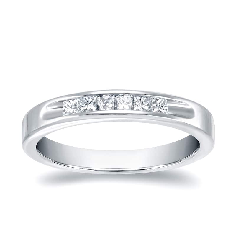 Auriya Princess-Cut Diamond Wedding Band 1/4ct TW 18k White Gold