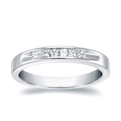 Auriya Princess-Cut Diamond Wedding Band 1/4ct TW 18k White Gold