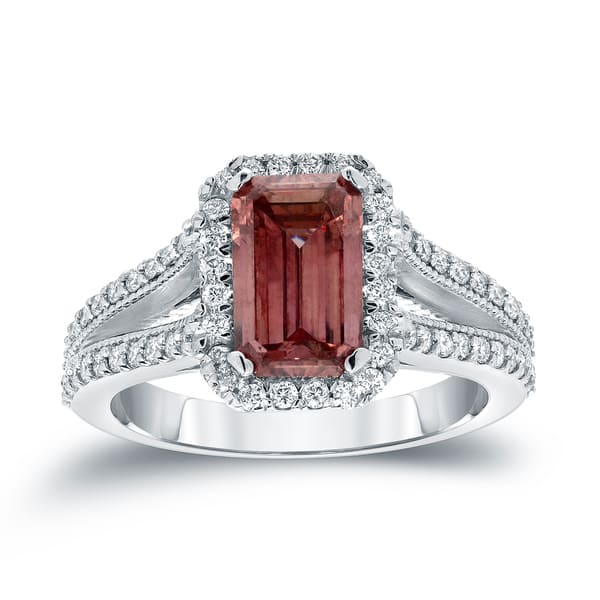 Auriya 18k Gold 2 3 8 Vintage Emerald Cut Halo Pink Diamond Engagement Ring Overstock 10476839