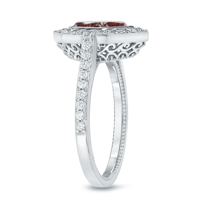 Auriya 18k Gold 1 1/2ctw Halo Marquise Fancy Pink Diamond Engagement Ring