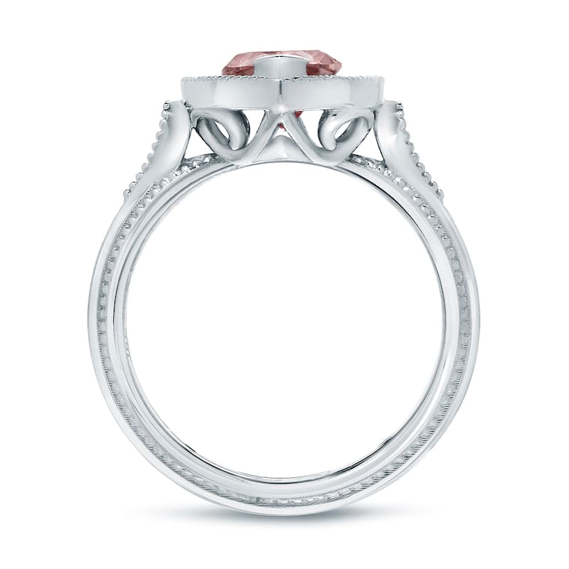 Auriya 18k Gold 2ctw Halo Marquise Fancy Pink Diamond Engagement Ring (H-I, SI1-SI2)