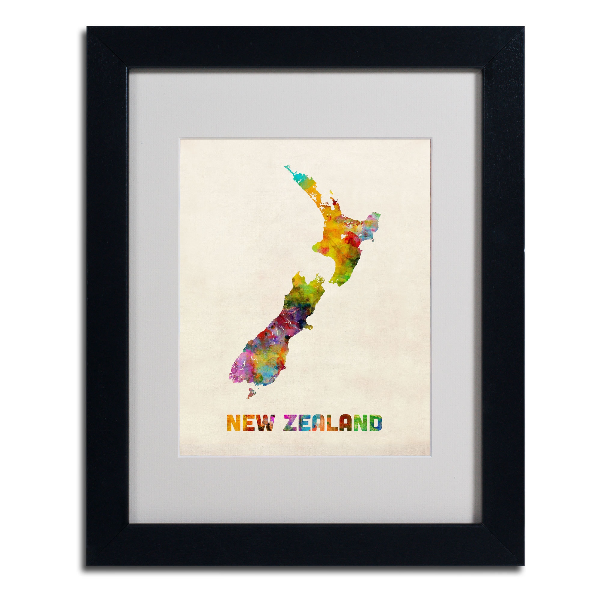 Shop Michael Tompsett New Zealand Map White Matte Black Framed