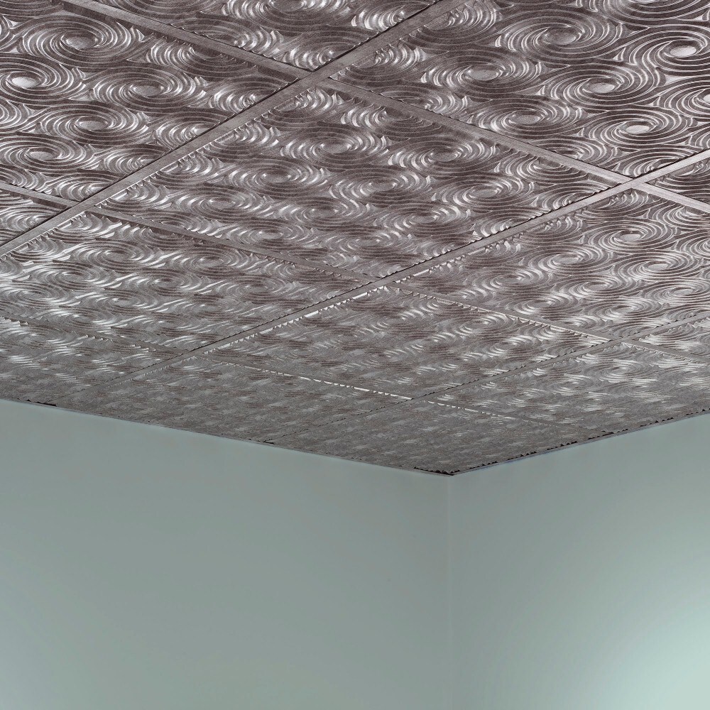 Fasade Cyclone Crosshatch Silver 2 X 2 Lay In Ceiling Tile