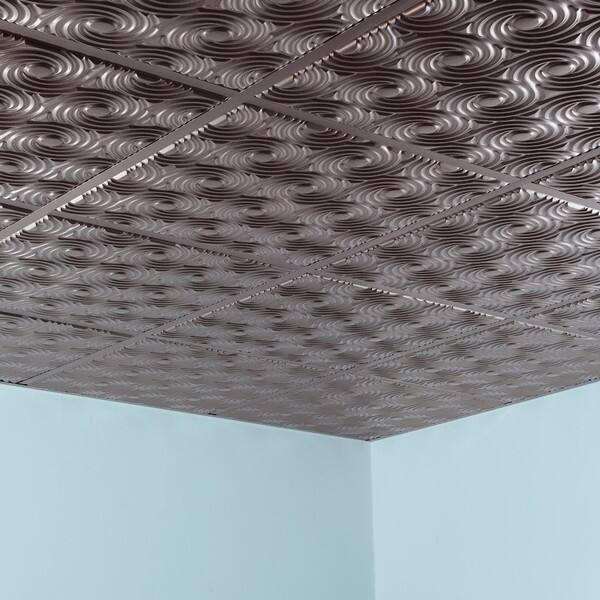 Shop Fasade Cyclone Brushed Nickel 2 X 2 Lay In Ceiling Tile