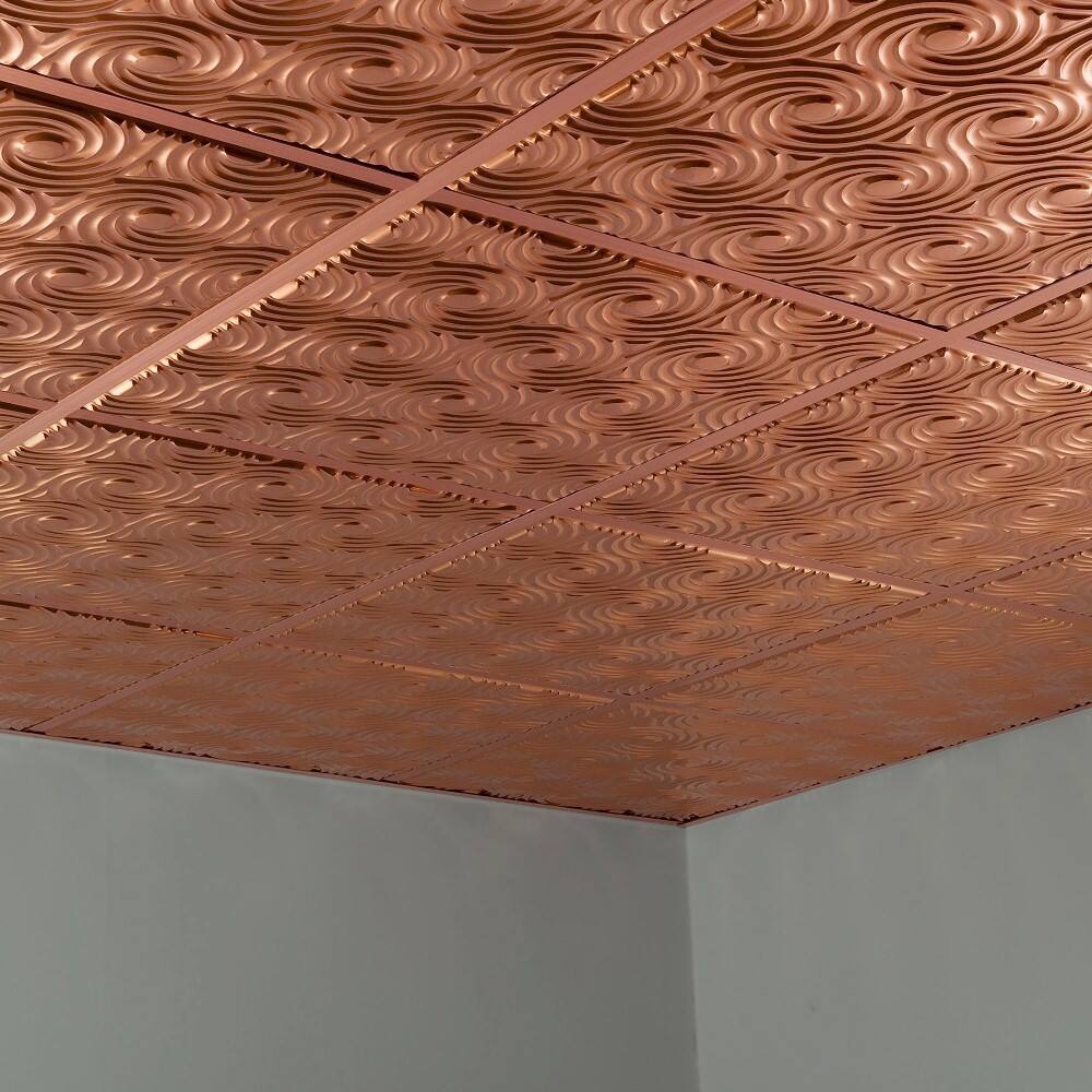Fasade Cyclone Polished Copper 2' x 2' Lay-in Ceiling Tile