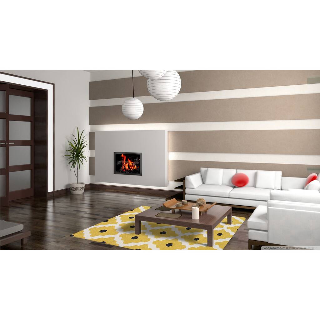 Alliyah Handmade New Zealand Blend Wool Classic White Geometric Rug ( 5' x 8' ) - 5' x 8'