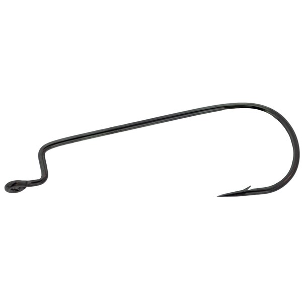 Eagle Claw Lazer Worm Round Bend Hook Platinum Black Size 5/0 (Per 6)
