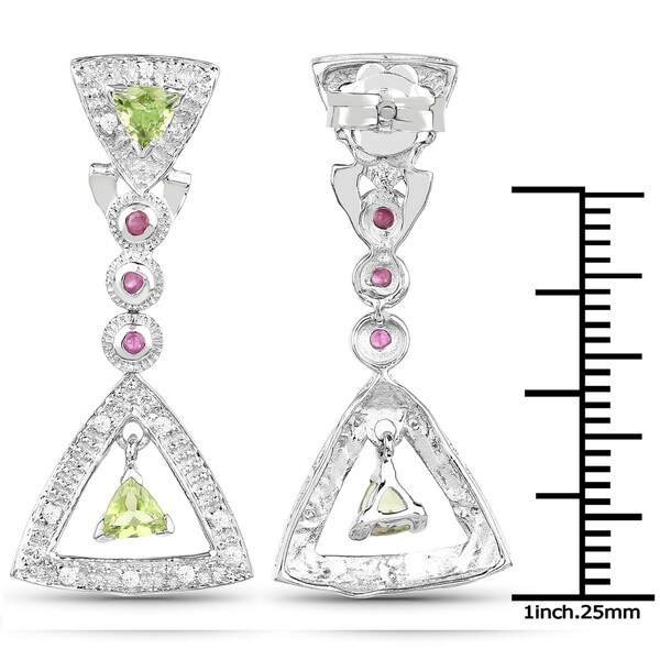 1 1//4 ct Natural Peridot /& Cubic Zirconia Stud Earrings in Sterling Silver