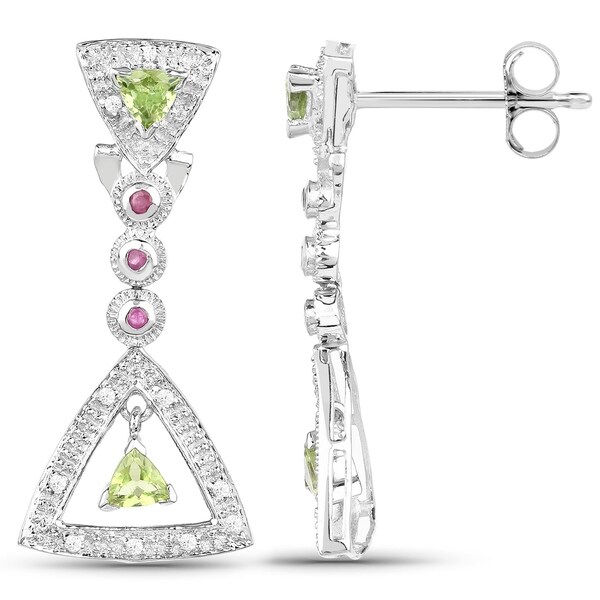 1 1//4 ct Natural Peridot /& Cubic Zirconia Stud Earrings in Sterling Silver