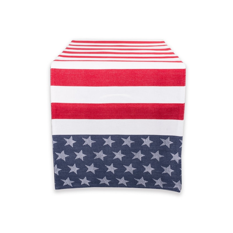 Red and Blue Check Tablecloth - Stars & Stripes - 14x54" Table Runner