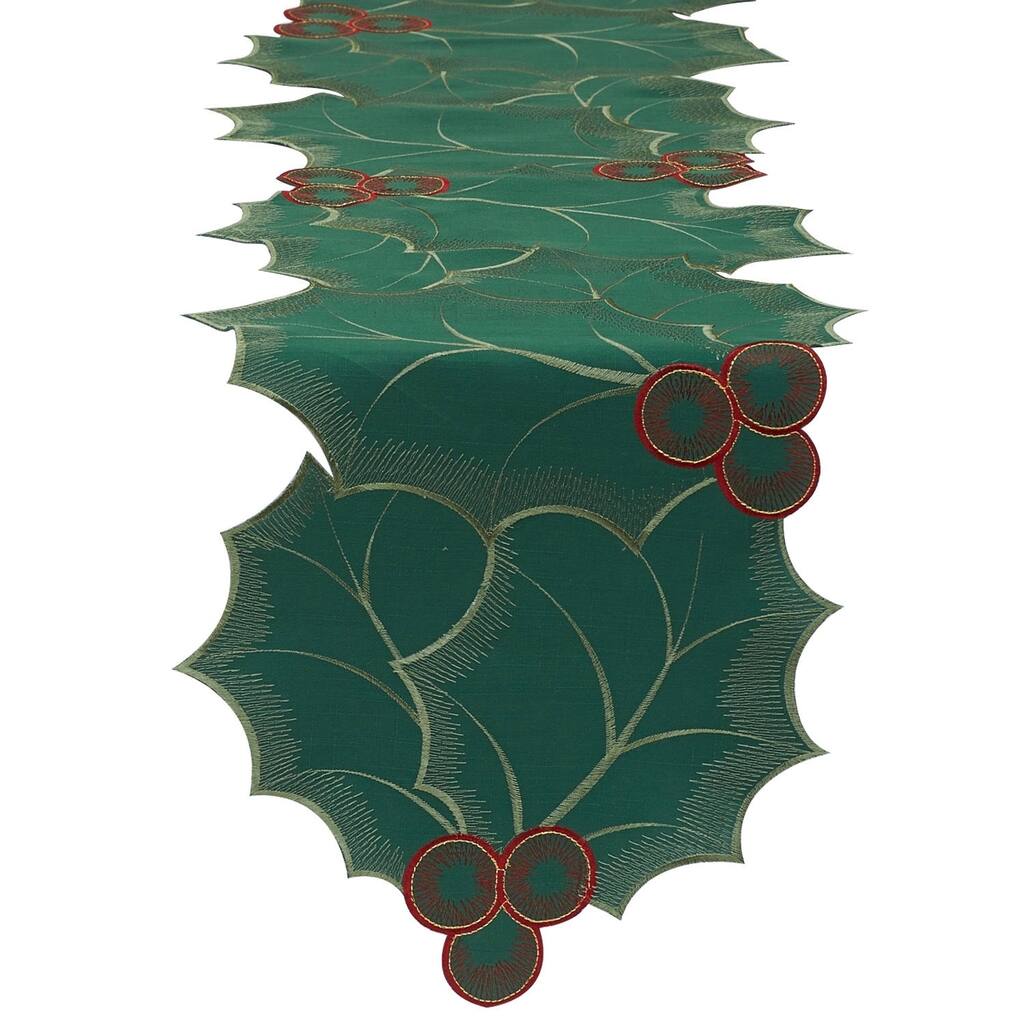 Holly Embroidered Table Runner