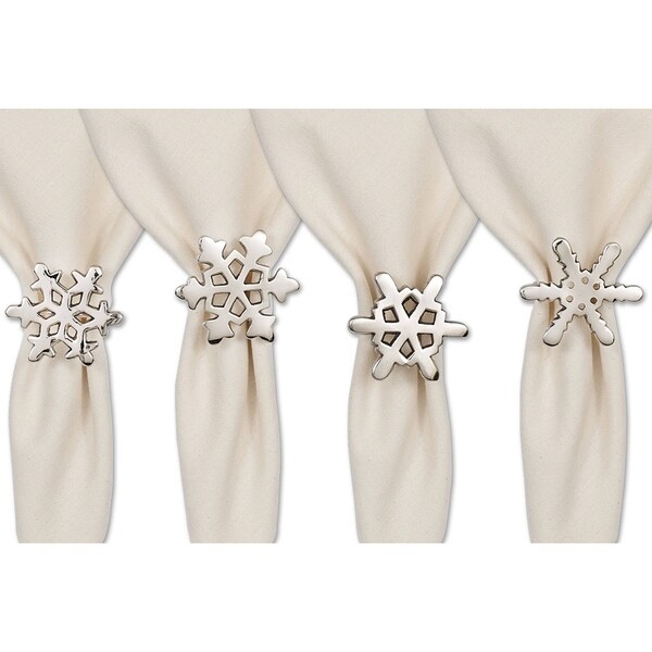 Shop Silver Snowflake Napkin Rings (Set of 4) Free Shipping On Orders