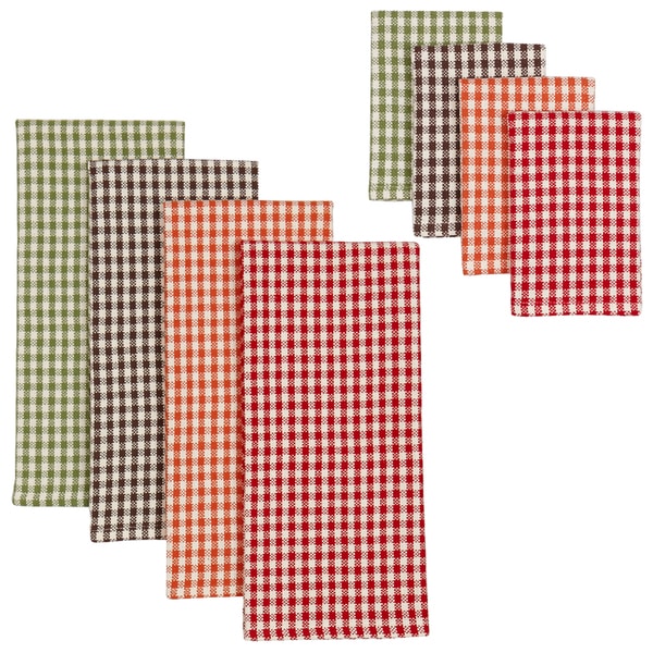 Harvest Checks Heavyweight Dishtowel and Dishcloth (Set of 8