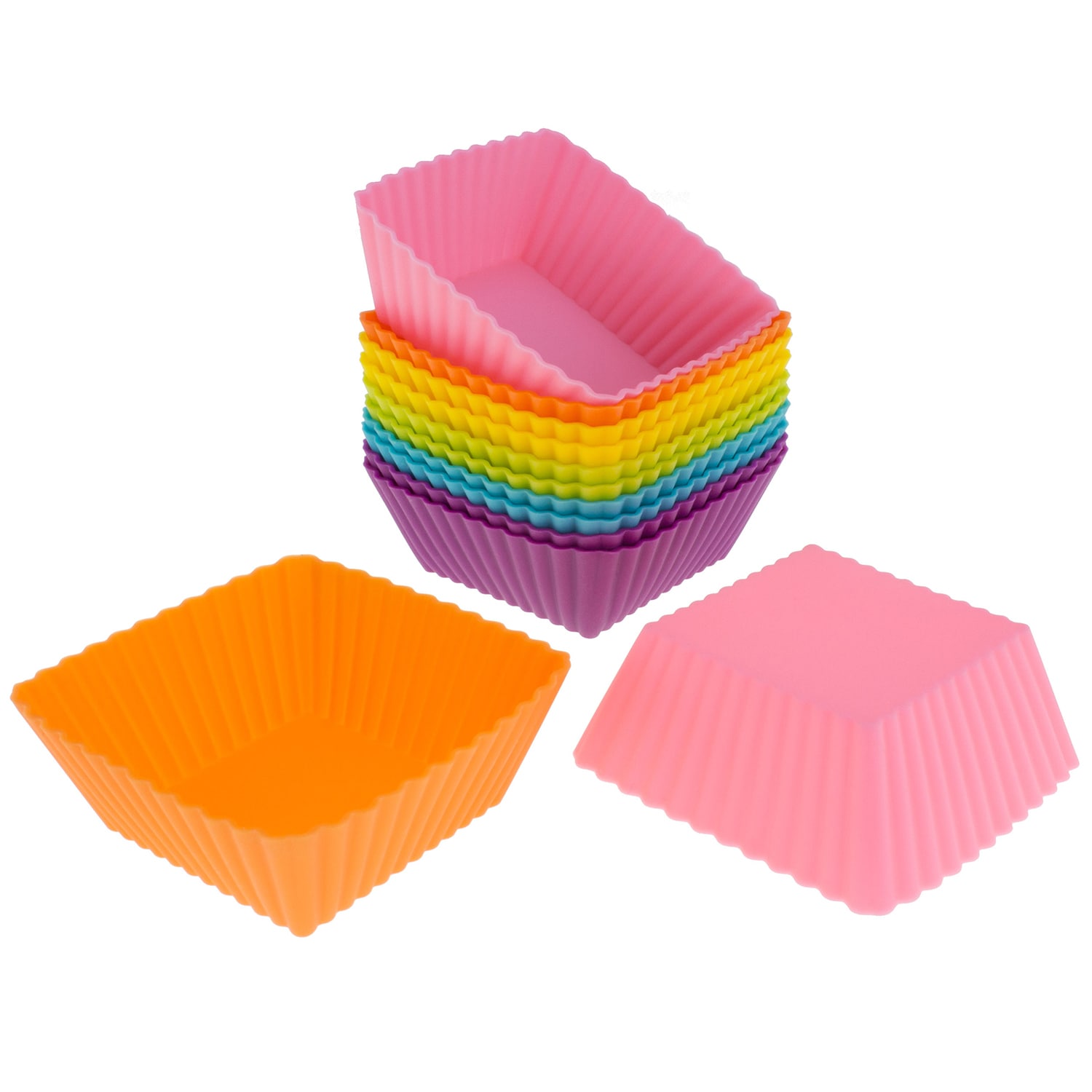 Freshware 12-pack Silicone Mini Square Reusable Cupcake and Muffin Baking  Cup - Bed Bath & Beyond - 10480159