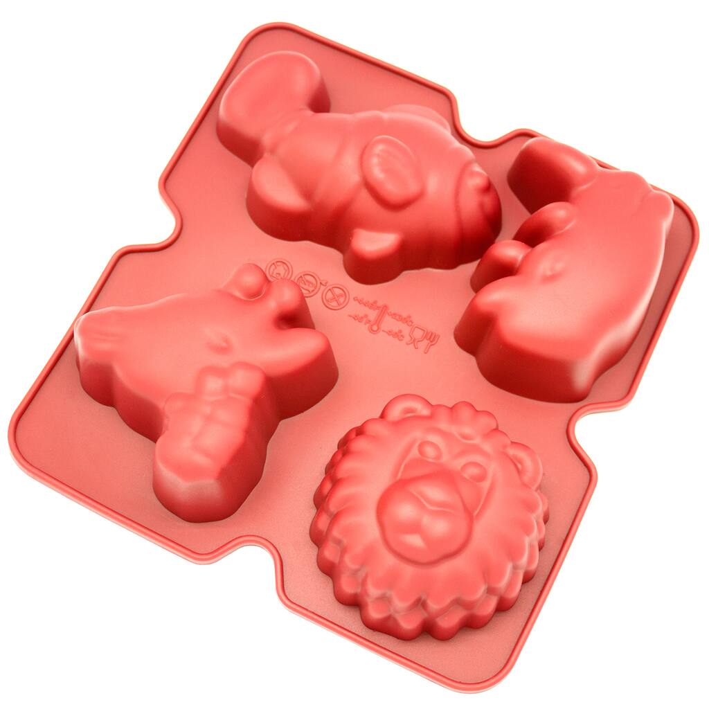 Freshware 4-cavity Lion, Giraffe, Rhino and Fish Silicone Mold