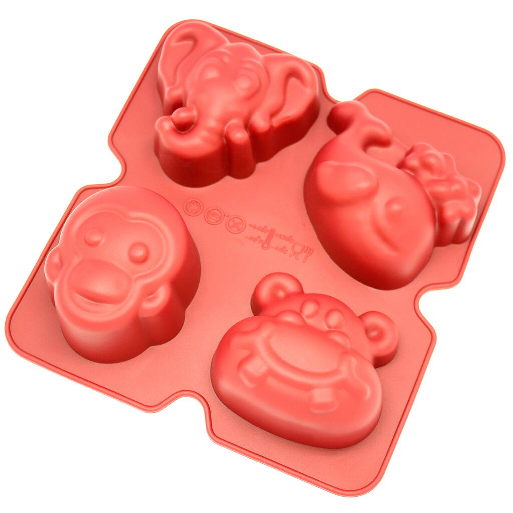 Freshware 4-cavity Elephant, Monkey, Hippo and Whale Silicone Mold