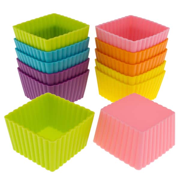 Freshware 12-pack Silicone Mini Square Reusable Cupcake and Muffin Baking  Cup - Bed Bath & Beyond - 10480159